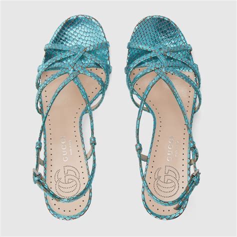 Gucci Women's Python Print Sandal In Silver 